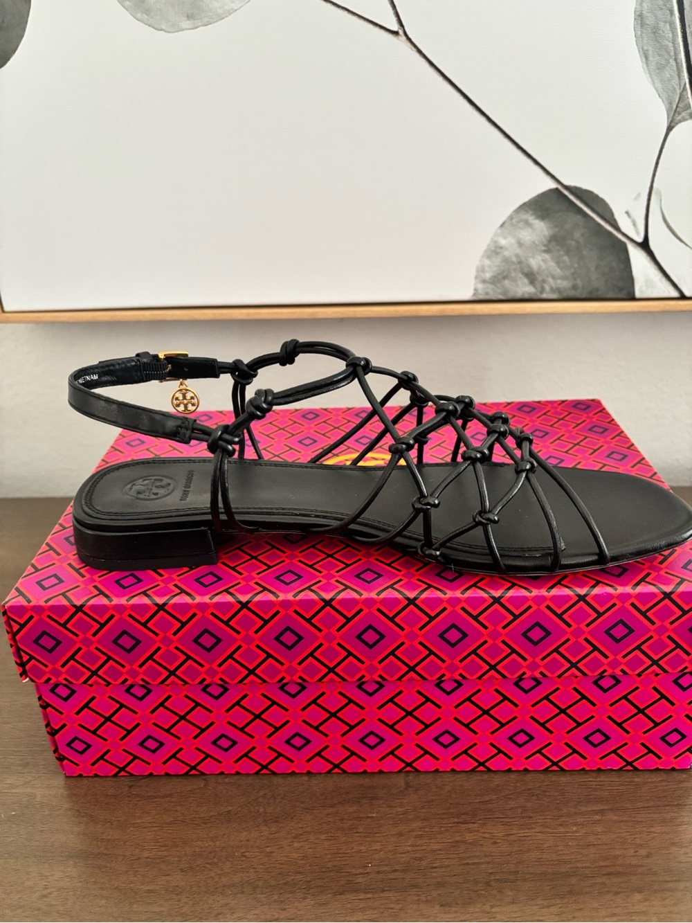 Tory Burch Black Knotted Leather Slingback Sandals - Picture 5 of 8